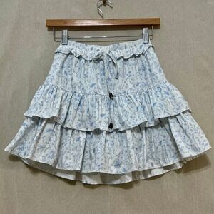 Shop the Mint Skort Girls 10/12 Blue White Excellent Bunny Toile Tiered
